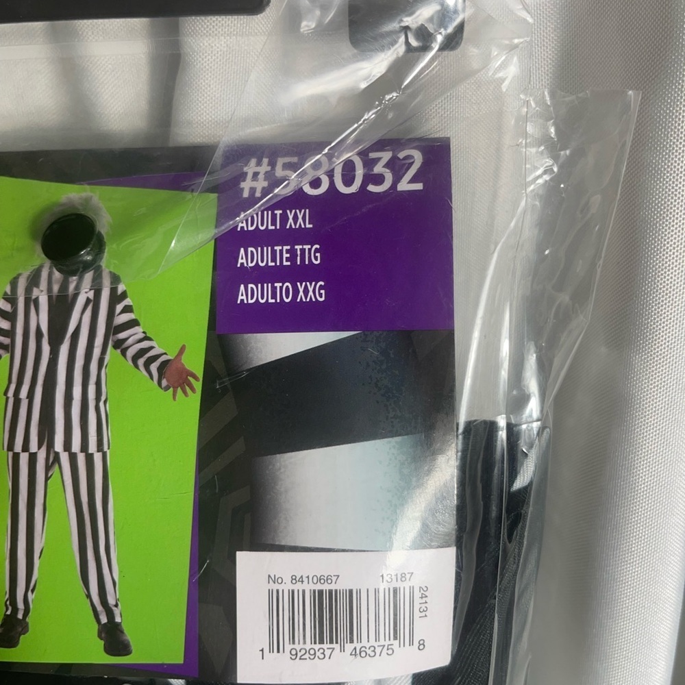 Beetlejuice Men's Adult Halloween Costume Suit Size 2XL Fits 48-52 2PCS NWT - Picture 5 of 5